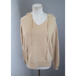 Nili Lotan Sweater Womens XS Beige 100% Cashmere Hoodie Pullover Kangaroo Pocket